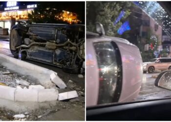 Из-за нового бордюра в Алматы произошло массовое ДТП