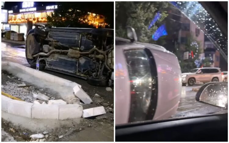 Из-за нового бордюра в Алматы произошло массовое ДТП