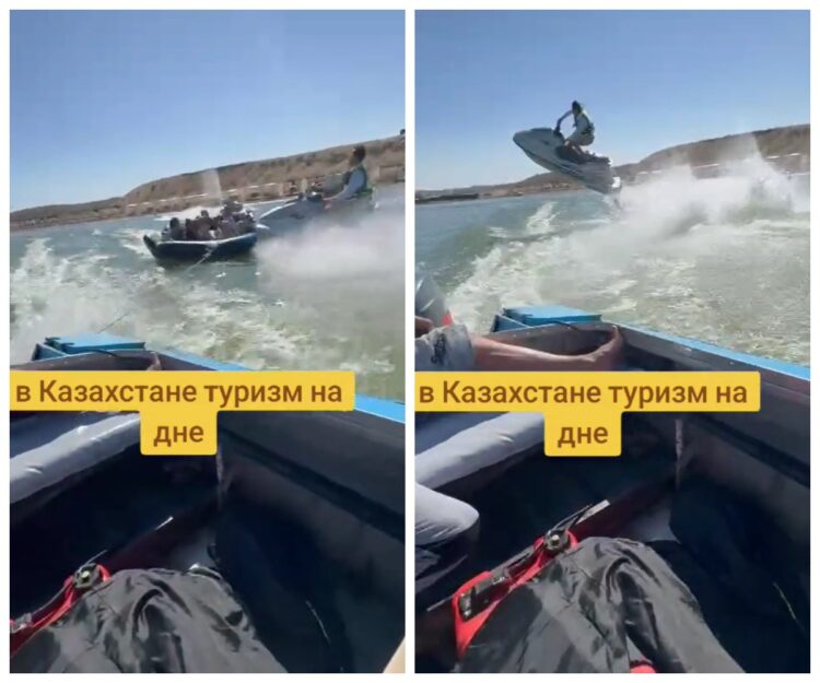 Жуткие кадры: гидроцикл наехал на людей в Туркестанской области