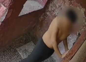 Полуголый астанчанин пытался разбить домофон кирпичом