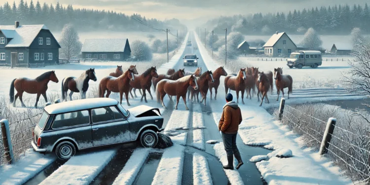 Блогер попал в ДТП из-за табуна лошадей в Жетысу: полиция бездействует