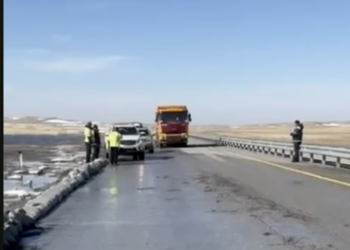 В Павлодарской области затопило дорогу