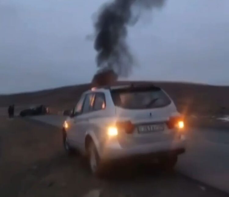 В Карагандинской области инкассаторский автомобиль сгорел после ДТП: водитель погиб